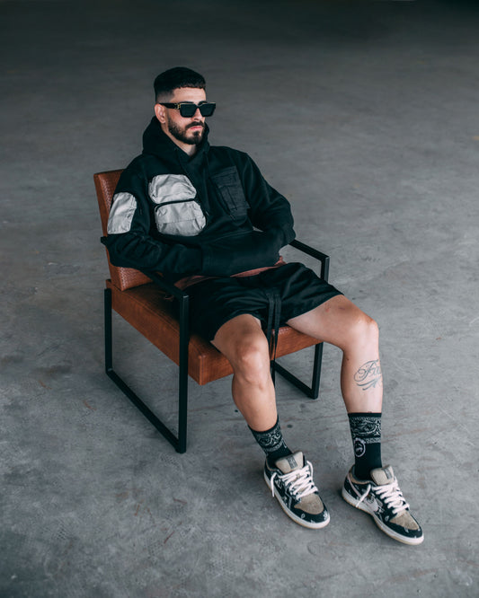 Desi Aura Black Streetwear Shorts