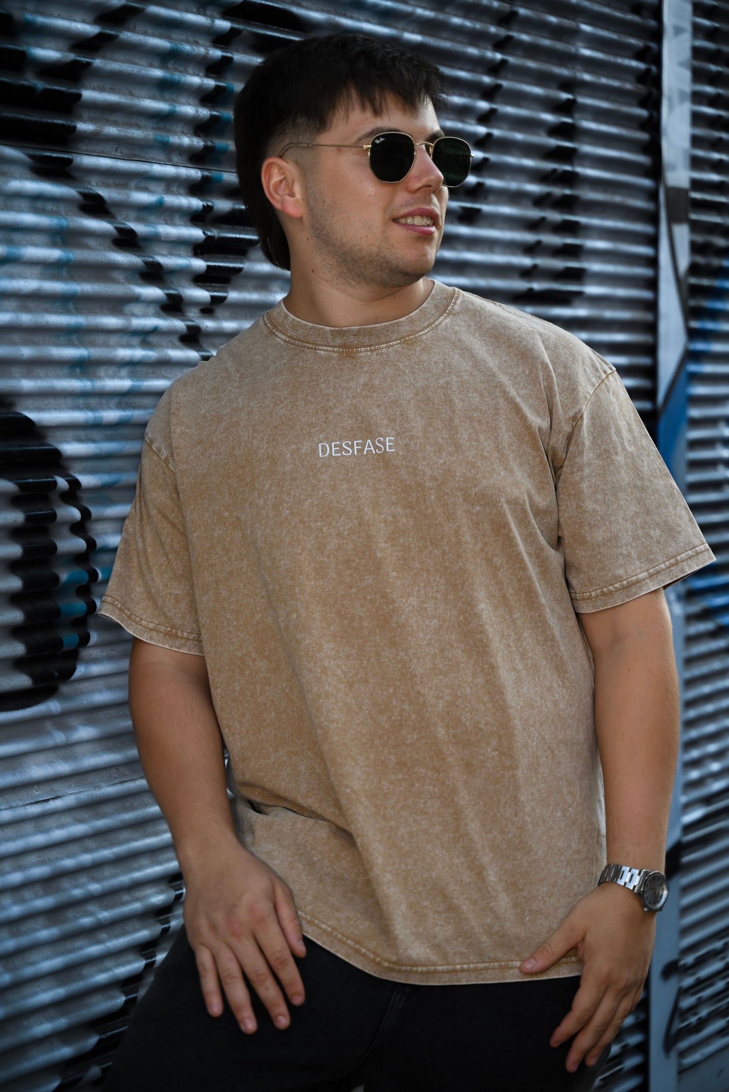 Desi Aura Brown Mineral Washed Tee